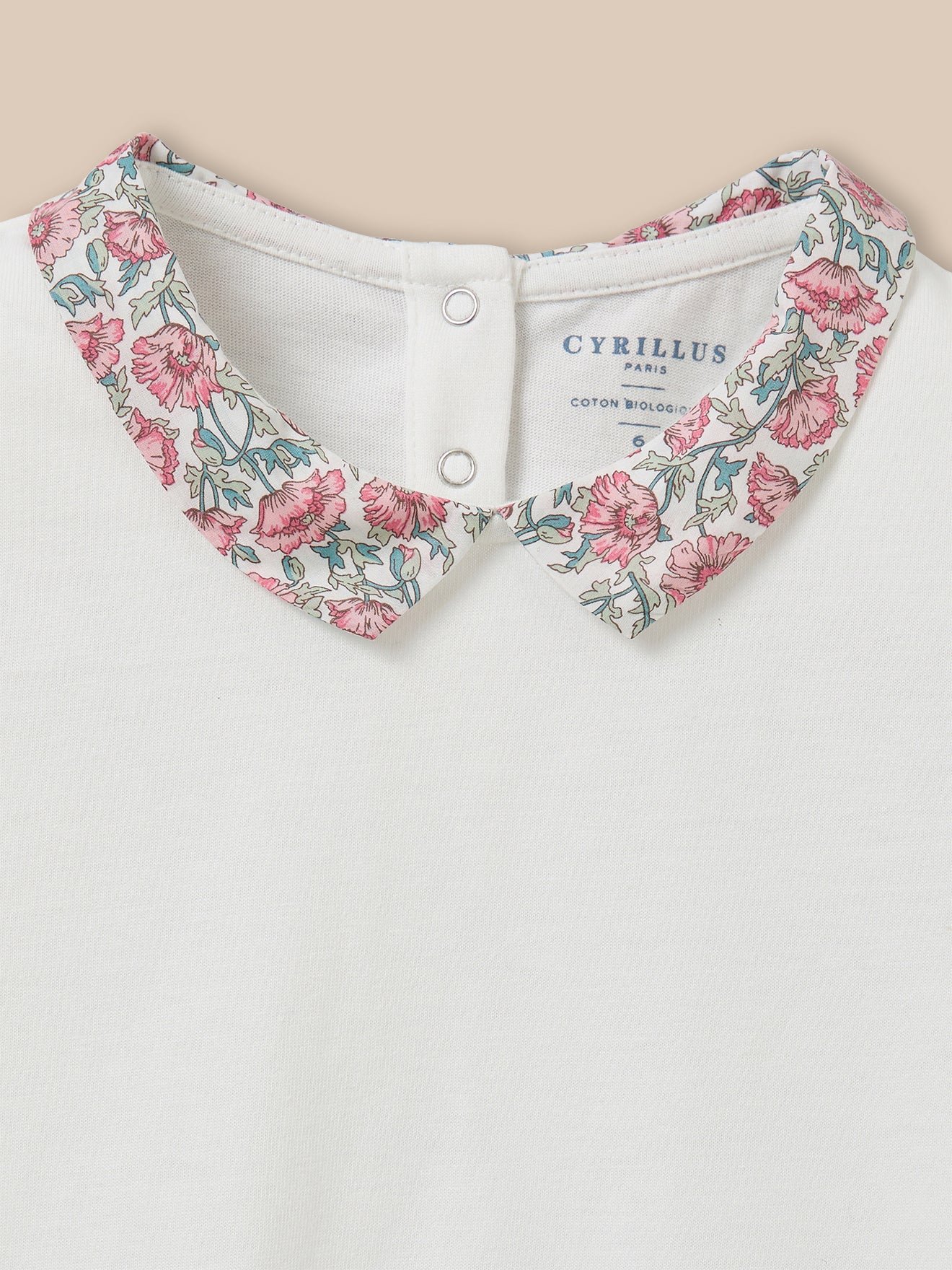 T-shirt col en tissu Liberty Fille - Coton biologique - Image 3