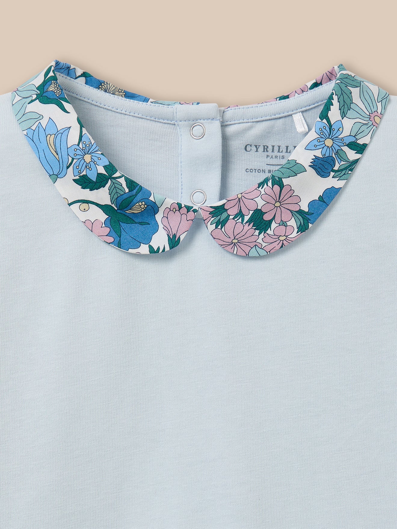 T-shirt col en tissu Liberty Fille - Coton biologique - Image 2