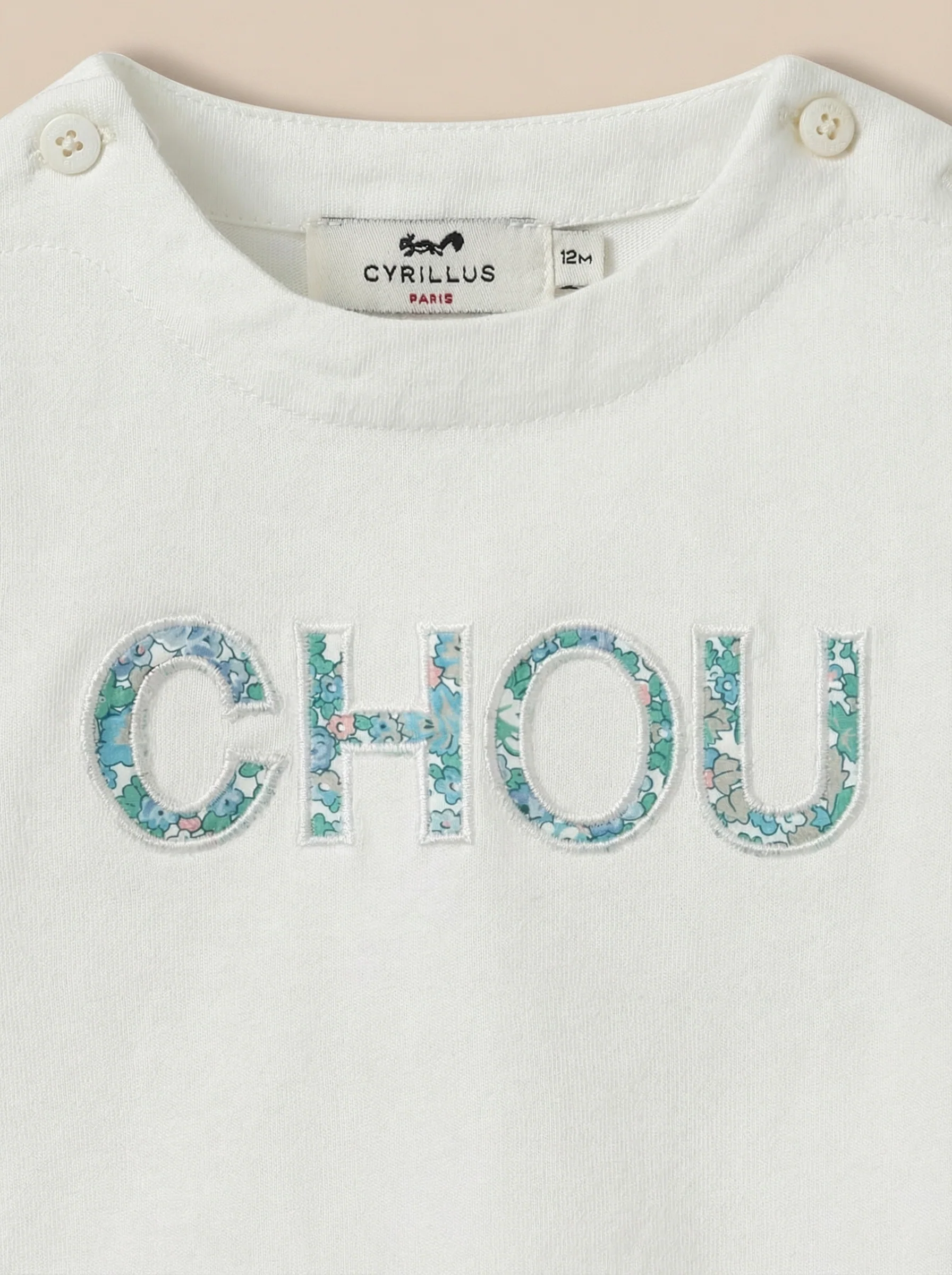 T-shirt Bébé lettres en tissu Liberty - Coton biologique - Image 3