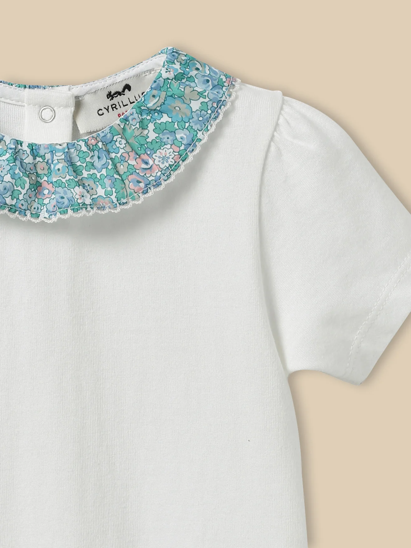 T-shirt col en tissu Liberty Bébé - Coton biologique - Image 3