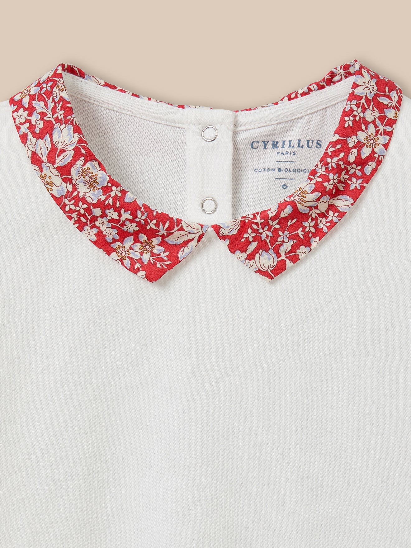 T-shirt col en tissu Liberty Fille - Coton biologique - Image 2