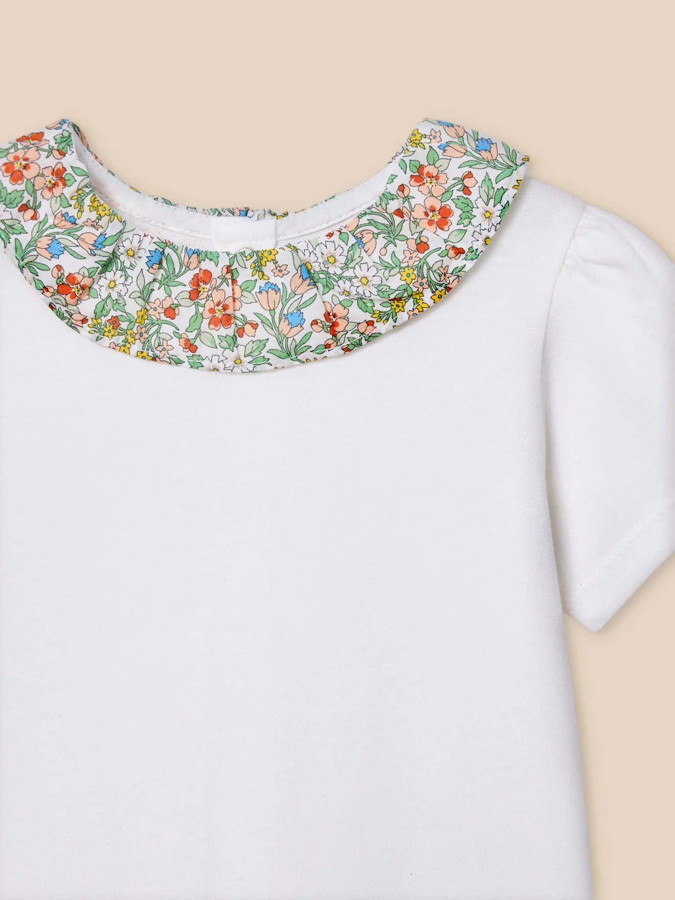 T-shirt col en tissu Liberty Bébé - Coton biologique - Image 3