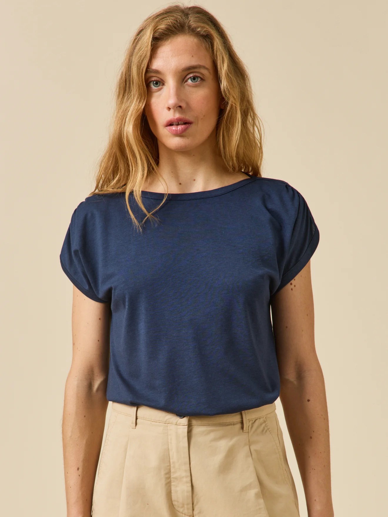 T-shirt col bateau femme lyocell mélangé