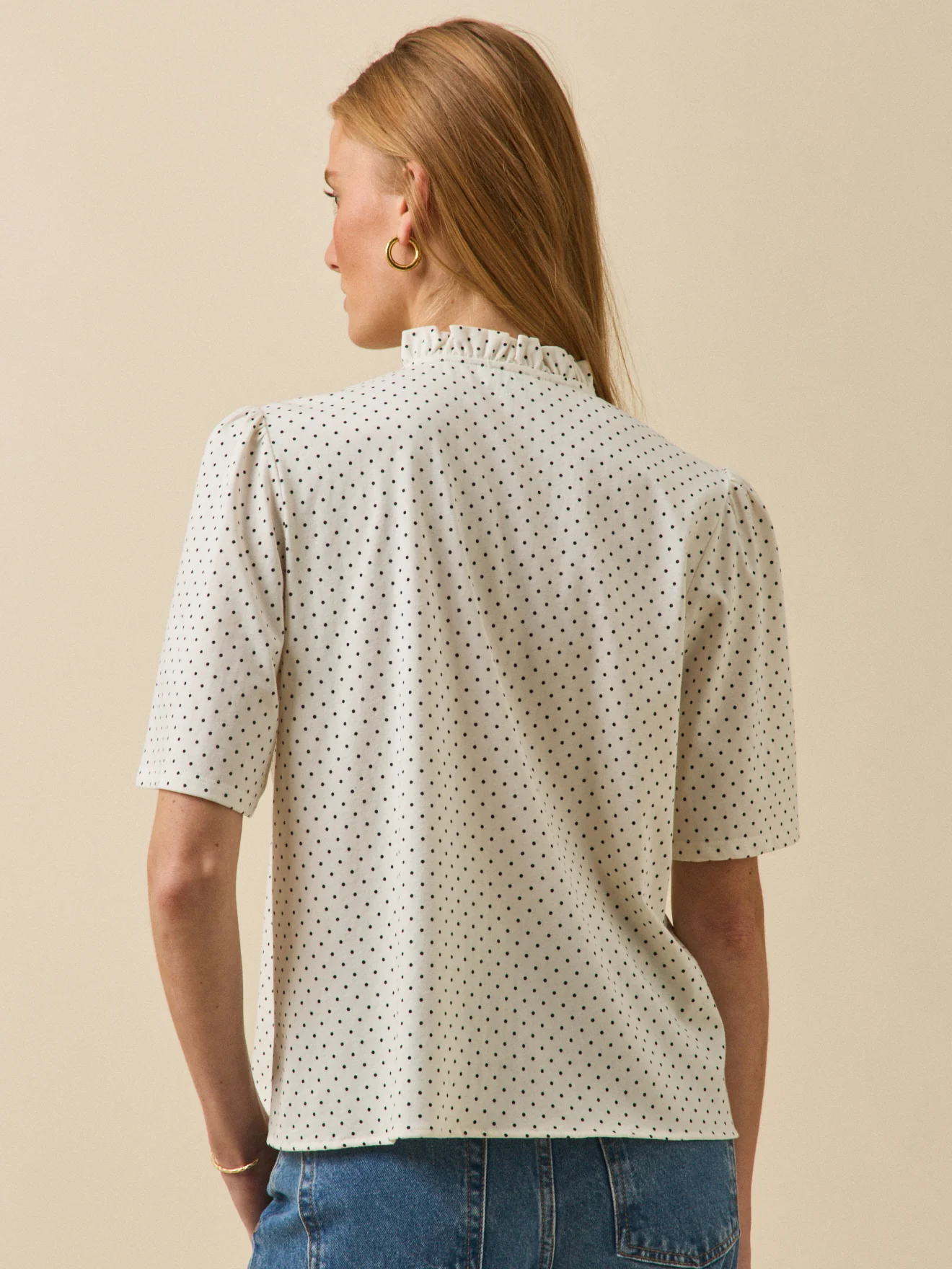 T-shirt femme imprimé pois coton biologique - Image 2