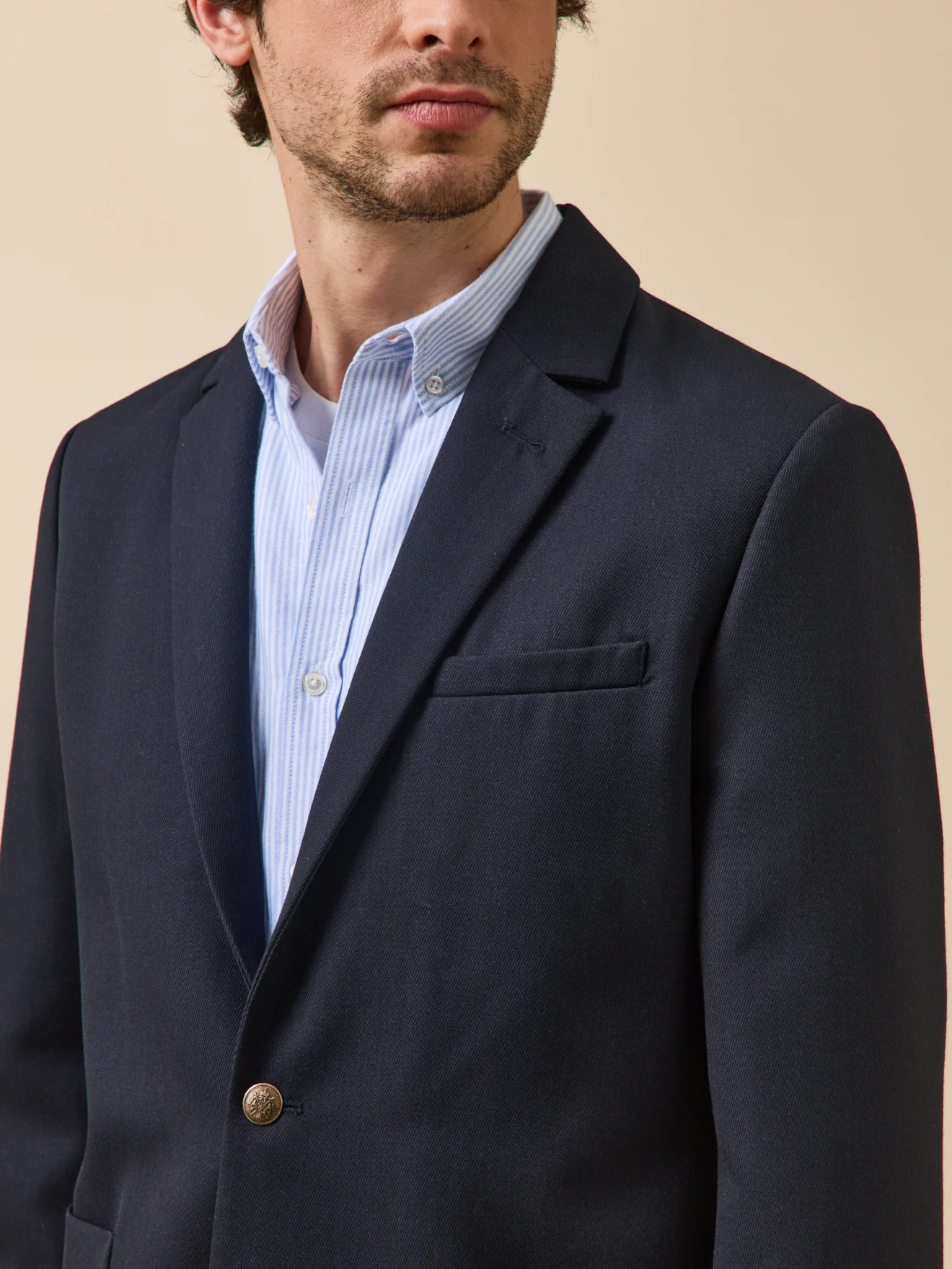 Veste blazer en twill homme boutons dorés - Image 3