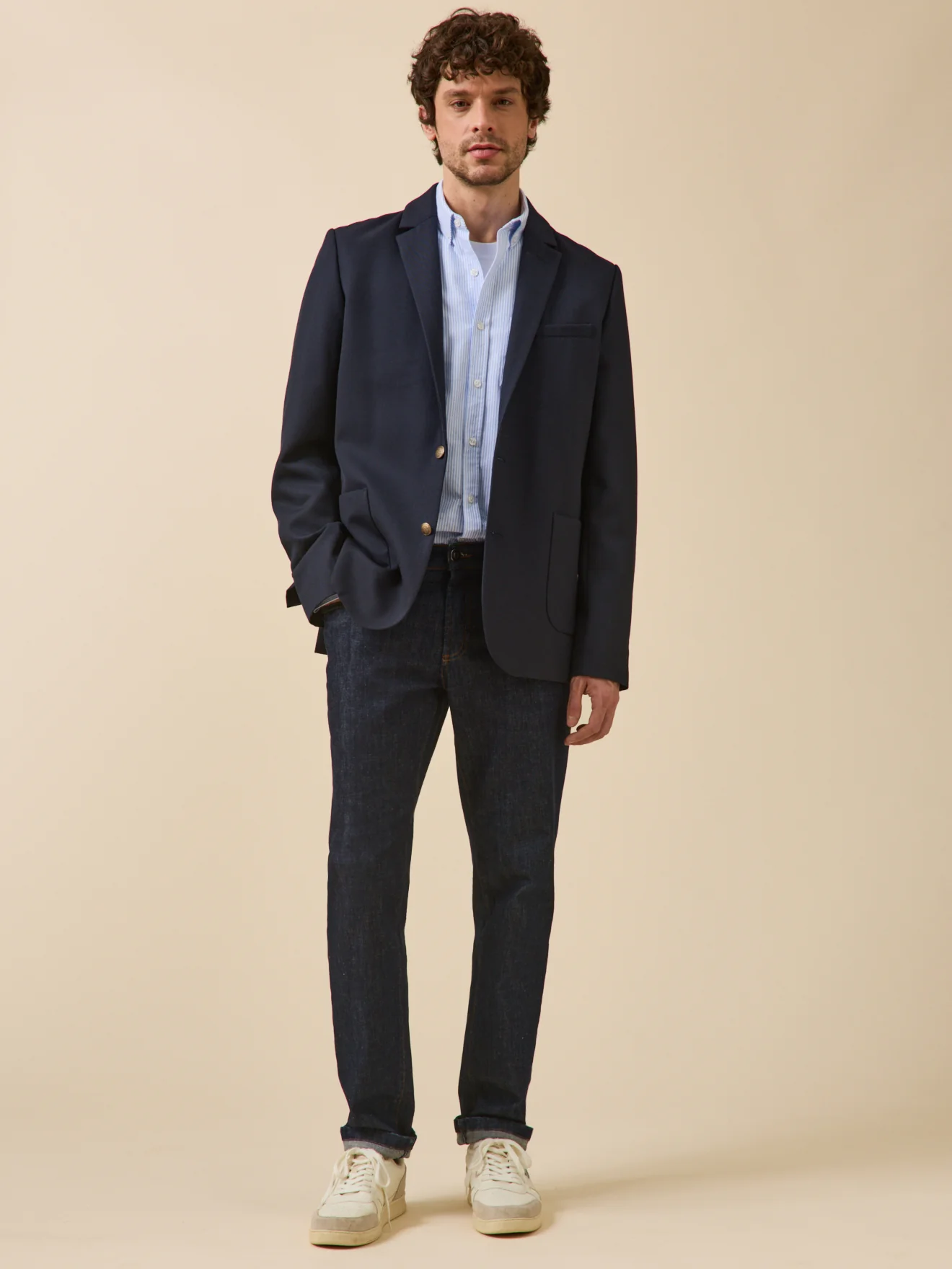 Veste blazer en twill homme boutons dorés - Image 6