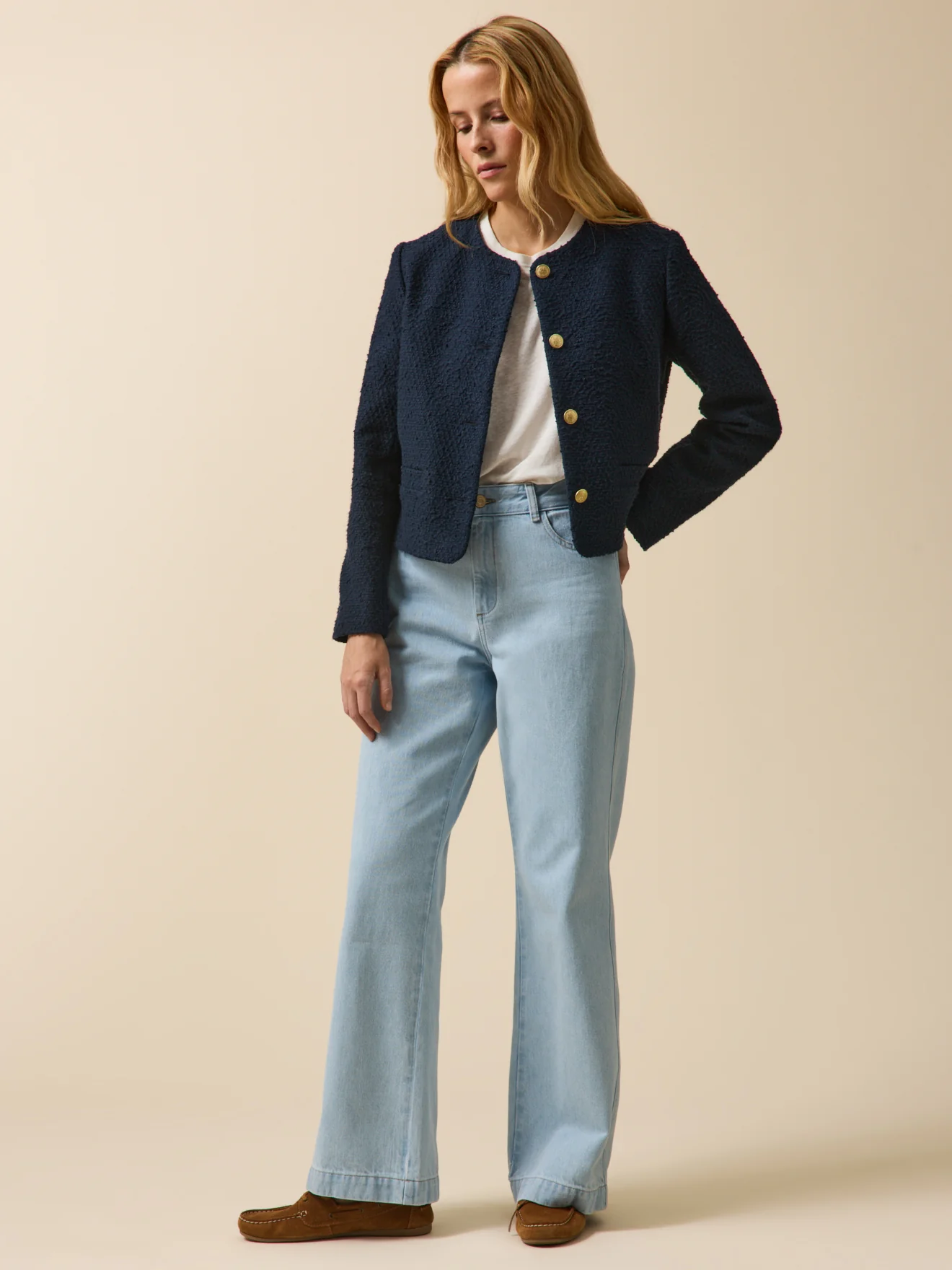 Veste sans col tweed uni femme - Image 6