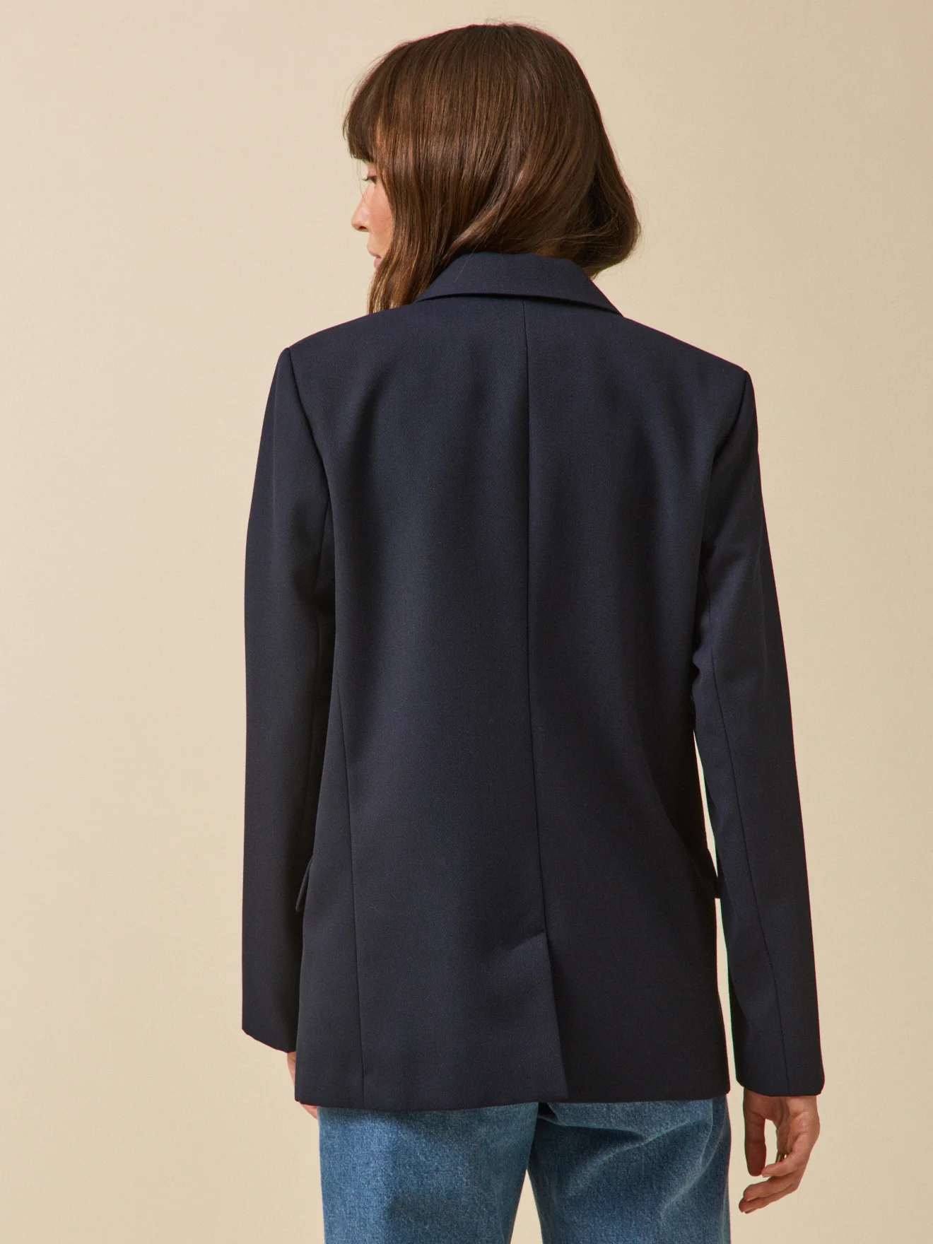 Veste blazer twill uni femme boutons dorés - Image 2