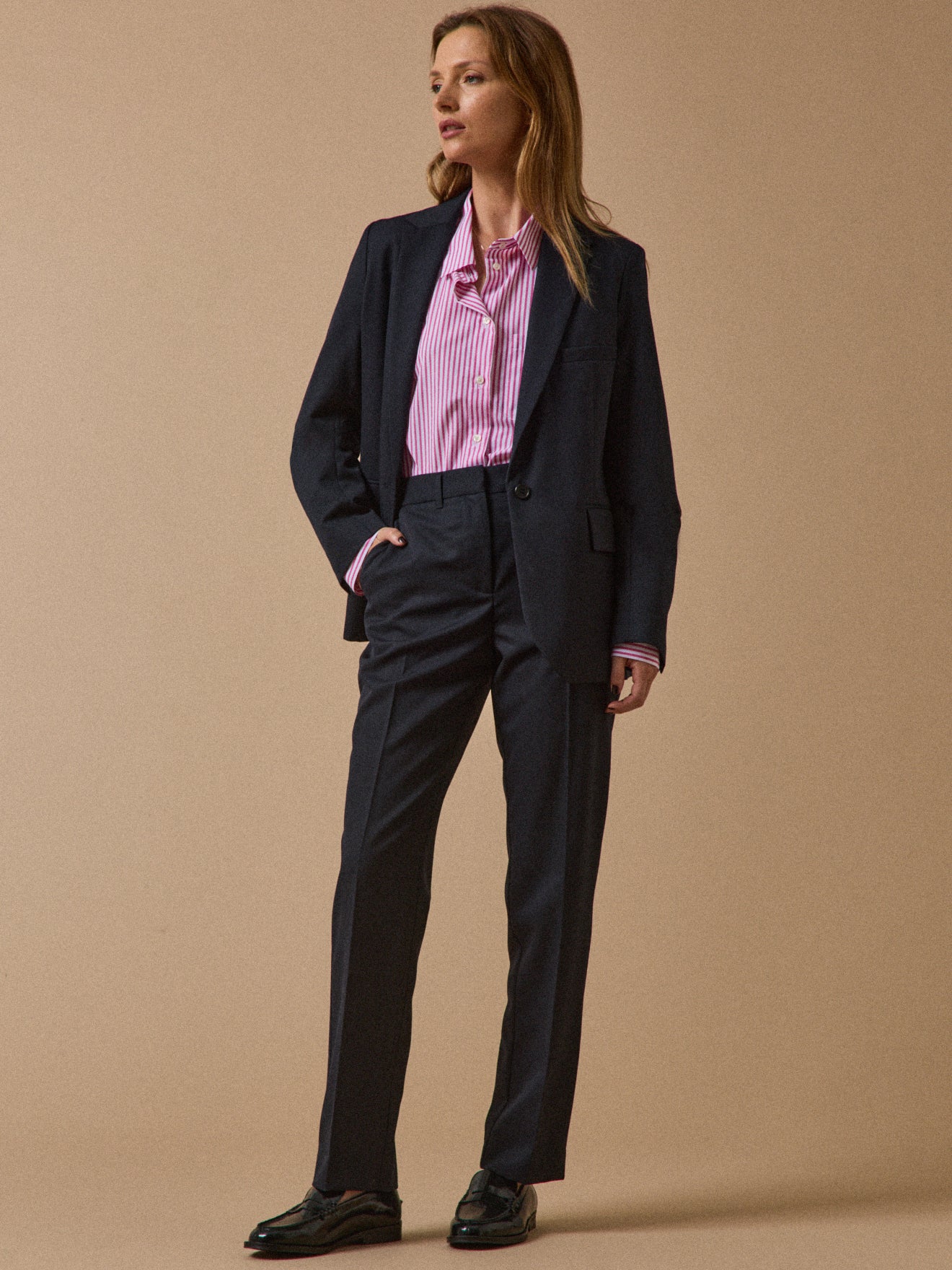 Veste tailleur lainage uni femme - Image 4