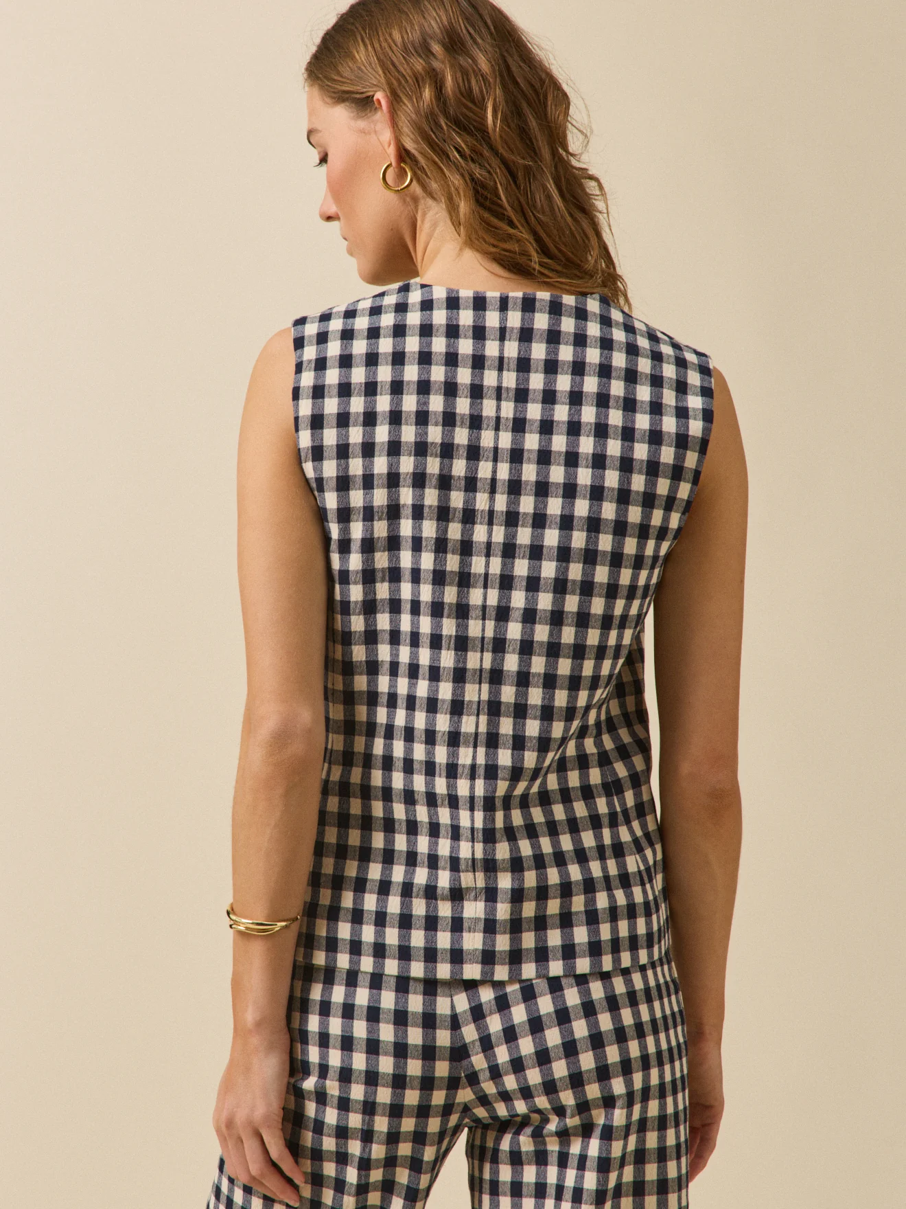 Gilet de costume sans manches vichy femme - Image 3