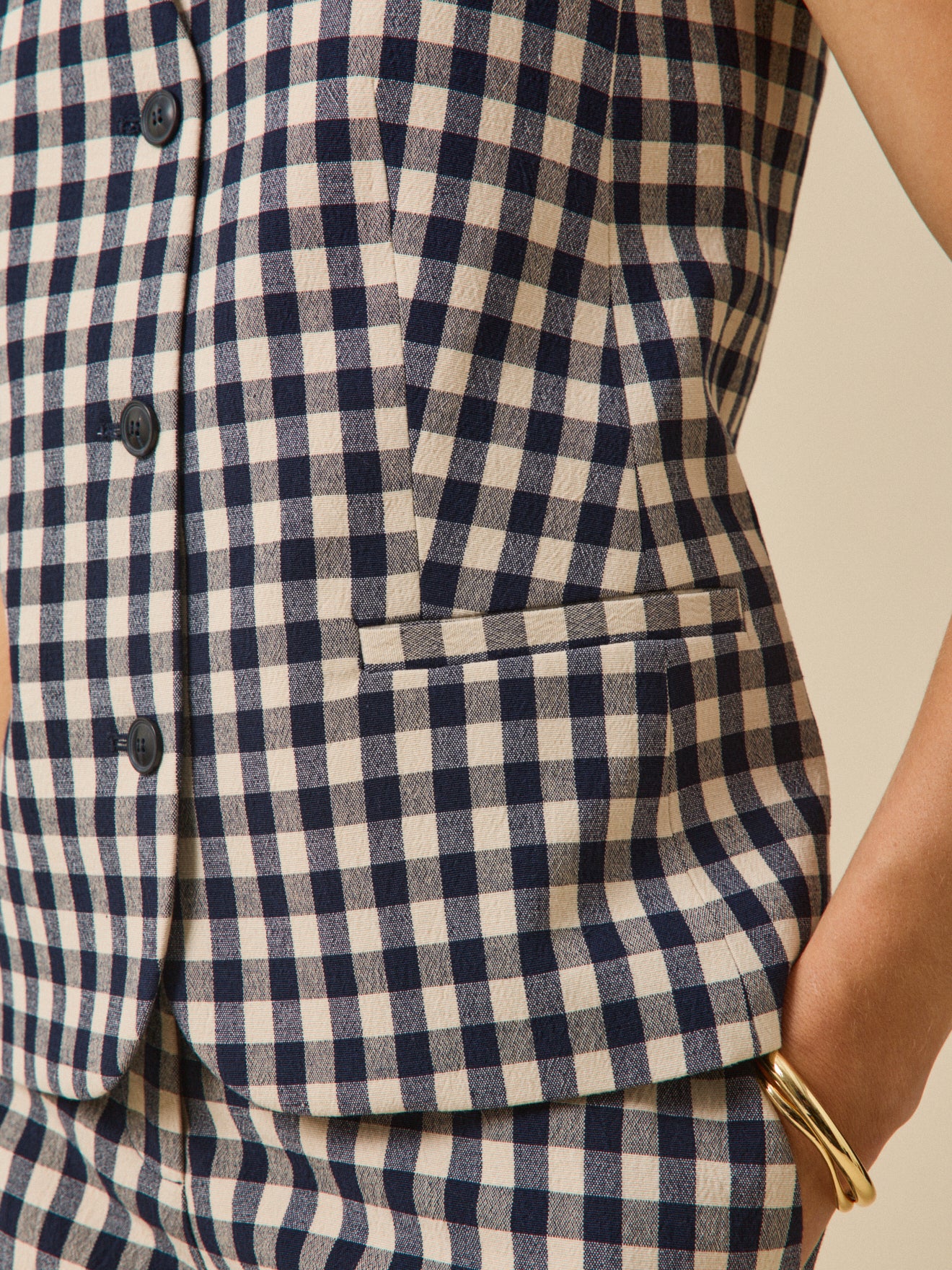 Gilet de costume sans manches vichy femme - Image 4