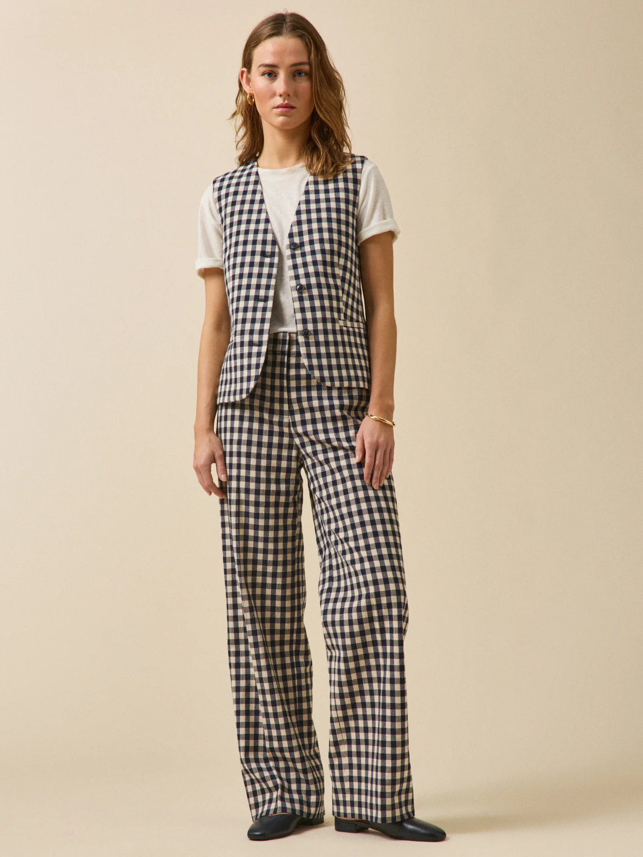 Gilet de costume sans manches vichy femme - Image 6